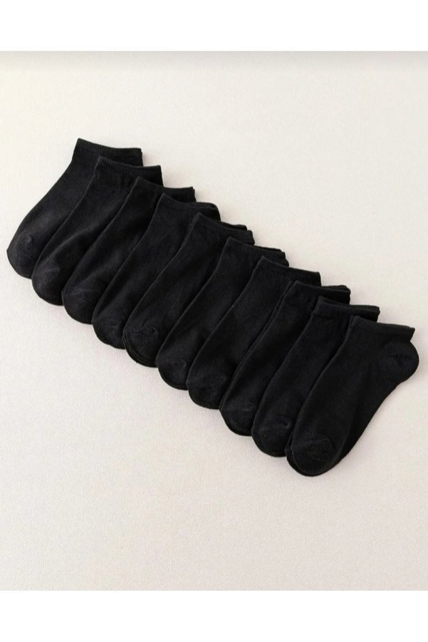 DERMİNA “10 Pairs of Black Booties Socks – Soft Cotton, Sweat-Free, for Daily and Sports Use”