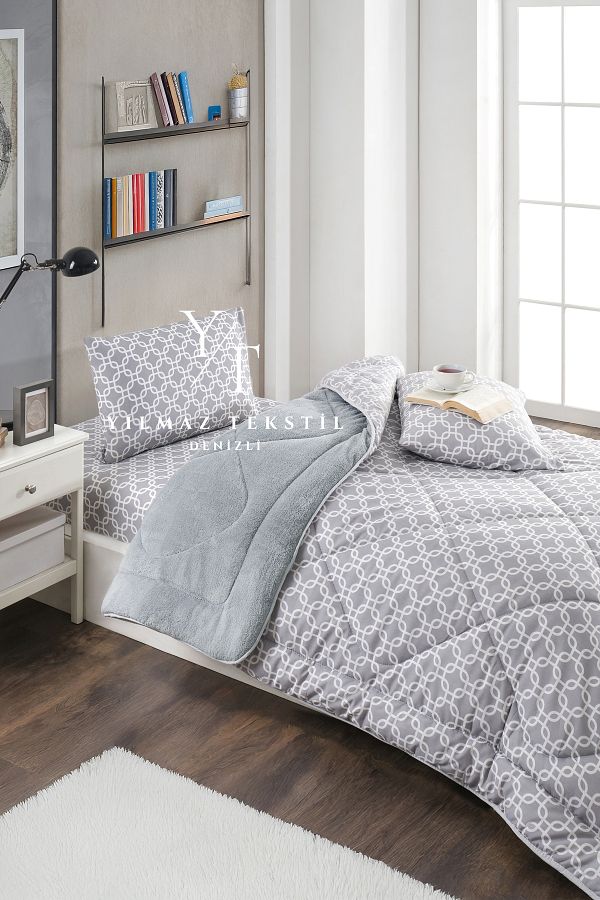 Home-Single Welsoft Quilt Sleeping Set Gray Chain |   Elastic Sheet |   Dowry Set |   Dowry Team 1
