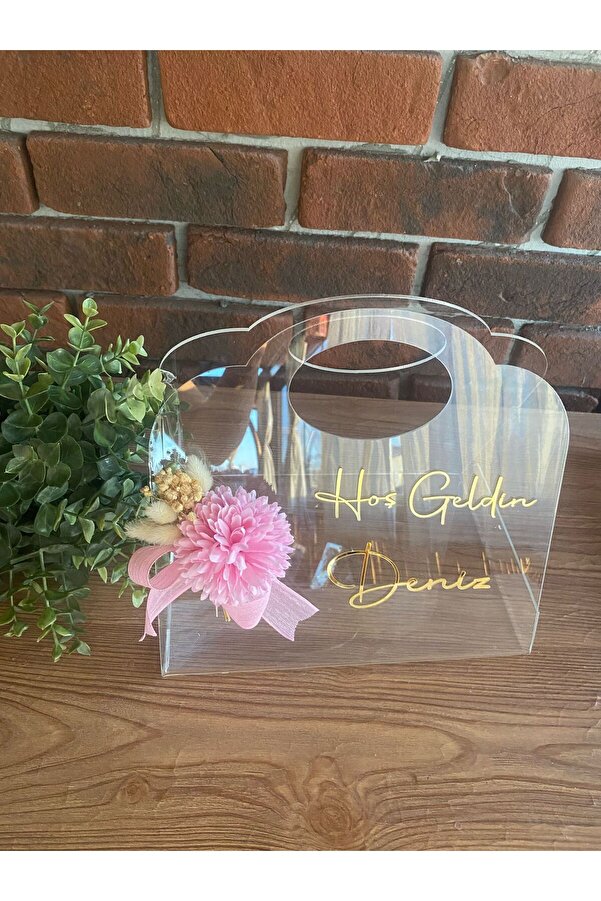 DECORA HOBİ Pleksi Büküm Çanta, Yenidoğan Hediyesi, Babyshower, Doğum Günü, Bebek Çikolatası, Hediyelik Kutusu