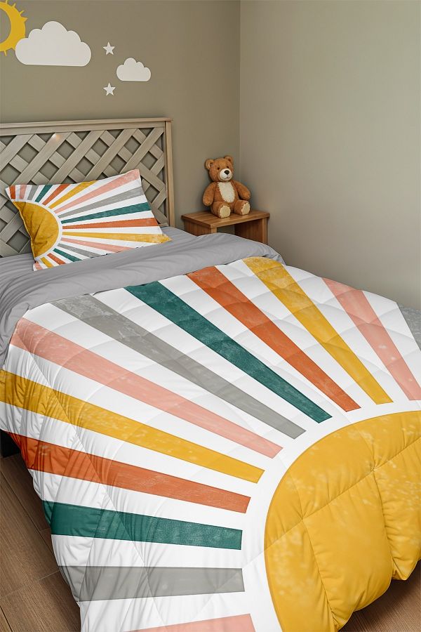 EVPANYA-Colorful Bohemian Sun Patterned Single Duvet and Pillowcase 1