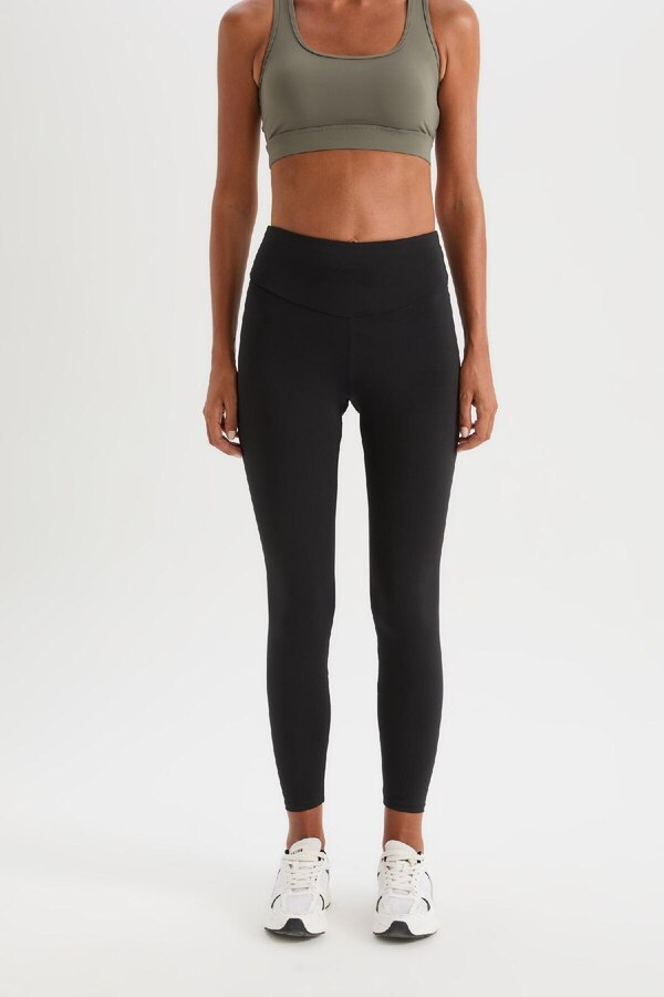 DeFacto-Passform mit hoher Taille, tailliert, flexibel, Basic, einfarbig, Sportler-Leggings B4147ax25sp 1