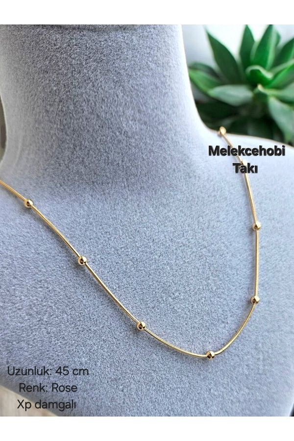 XUPING JEWELRY-Melekcehobi Jewelry Xuping Brand Rose Gold Ball Chain Necklace 1