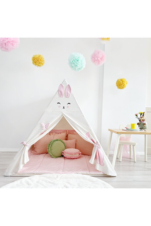 PAMUKA Kamp Çadırı Tavşan - Pembe & Oyun Halısı