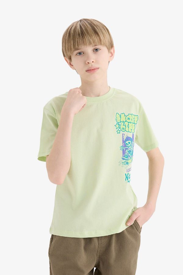 DeFacto-Tricou cu mânecă scurtă cu imprimeu pentru băiat E0091A825SM 1