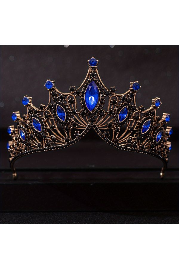 Choice-Blue Wedding Hair Tiara Crystal Bridal Tiara Crown Silver Color Diadem Veil Tiaras Wedding Hair Acce 1