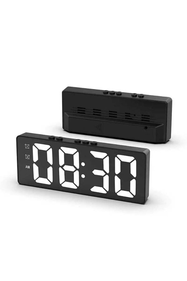 Choice-Black Led Electronic Mirror Alarm Clock Digital Clock Sound Control Temperature Clock Desktop Decora 1