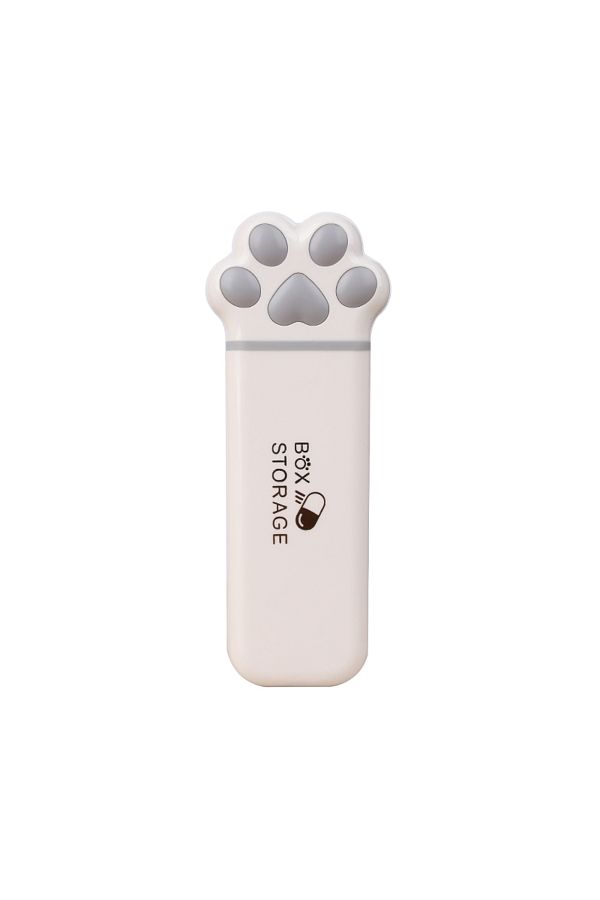 Choice-Grey 1PC Mini Cat Paw Storage Box Portable Small Size One Day Box Multi-Functional Three Grid Storag 1