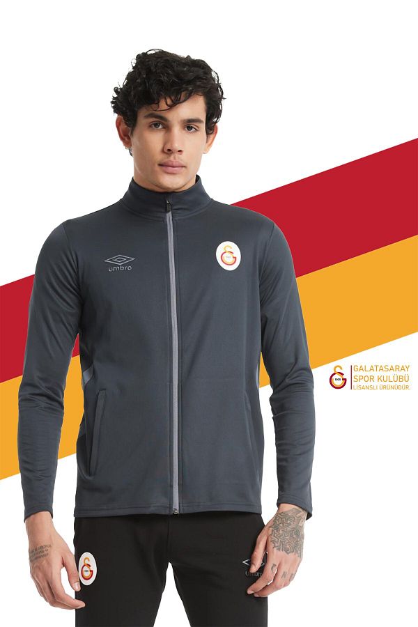 Galatasaray-Original Licensed Stand Collar Zippered Anthracite Sweat 1