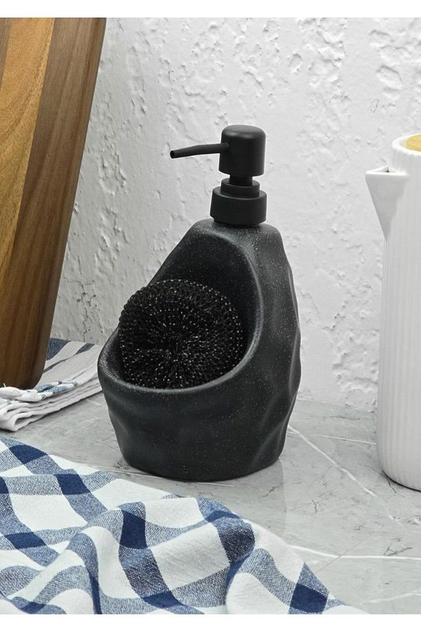 HomeTarz-Stone Patterned Liquid Soap Dispenser - Kitchen Soap Dispenser with Sponge Chamber - 700 ml - Pebble Pattern 1