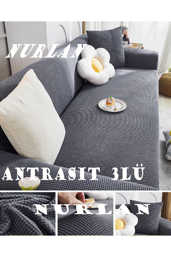 nurlan-Lycra elastic elastic, flexibil, lavabil, model pătrat, 3 locuri, husă din lycra, husă pentru scaun 1