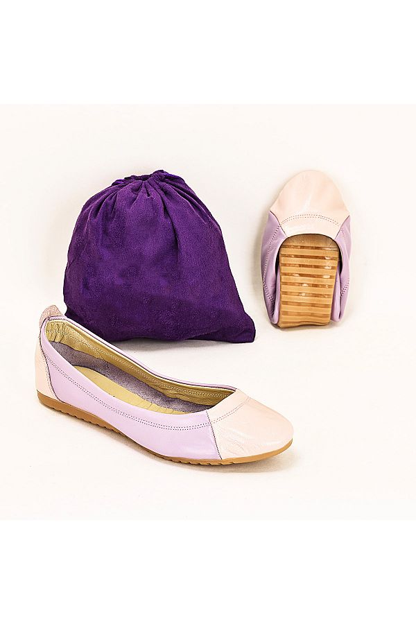 Foldy-Genuine Leather Lilac Foldable Women's Ballerinas 1