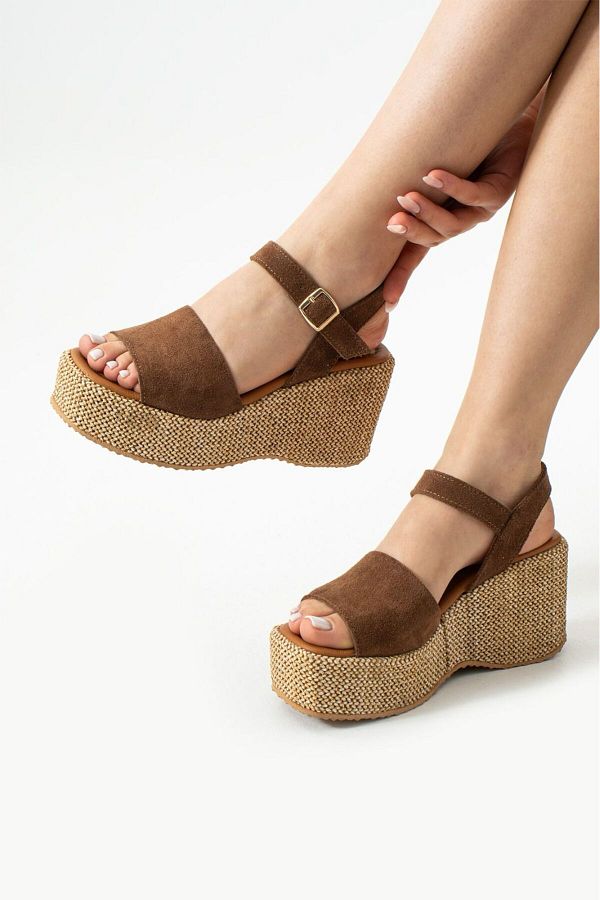 CICIKIZ-Wedge Heel Leather Straw Women's Sandals 1