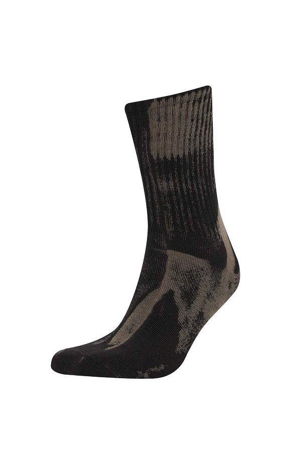 DeFacto-Nahtlose, lang gestrickte Herren-Tennissocken aus gekämmter Baumwolle mit Batikmuster E7865axns 1