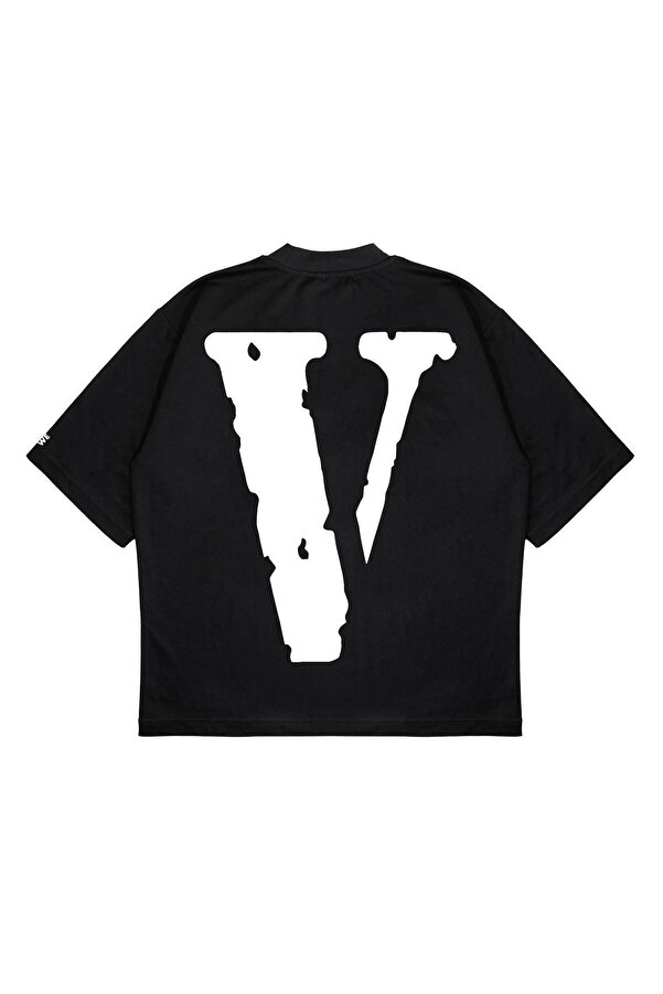 PURE EFFECT Unisex Oversize Vlone'Friends' Black Box Fit Fabric T
