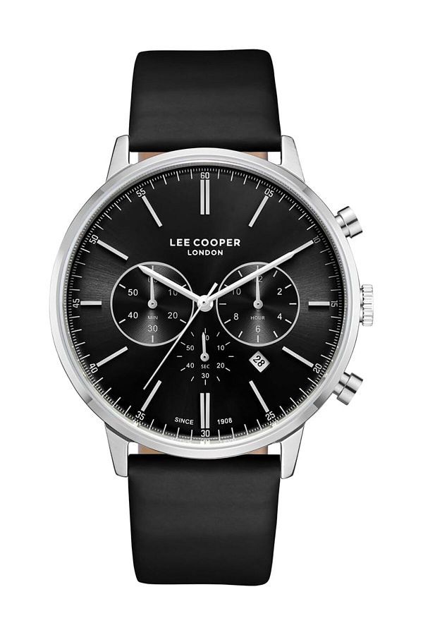 Generic-Lee Cooper Men Pe932 Movement Watch Multi Function Display And Leather Strap Lc08043 351 Black 1