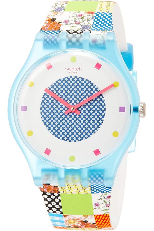 Generic-Swatch Originals Quilted Time White Dial Silicone Strap Unisex Watch Suos108 1