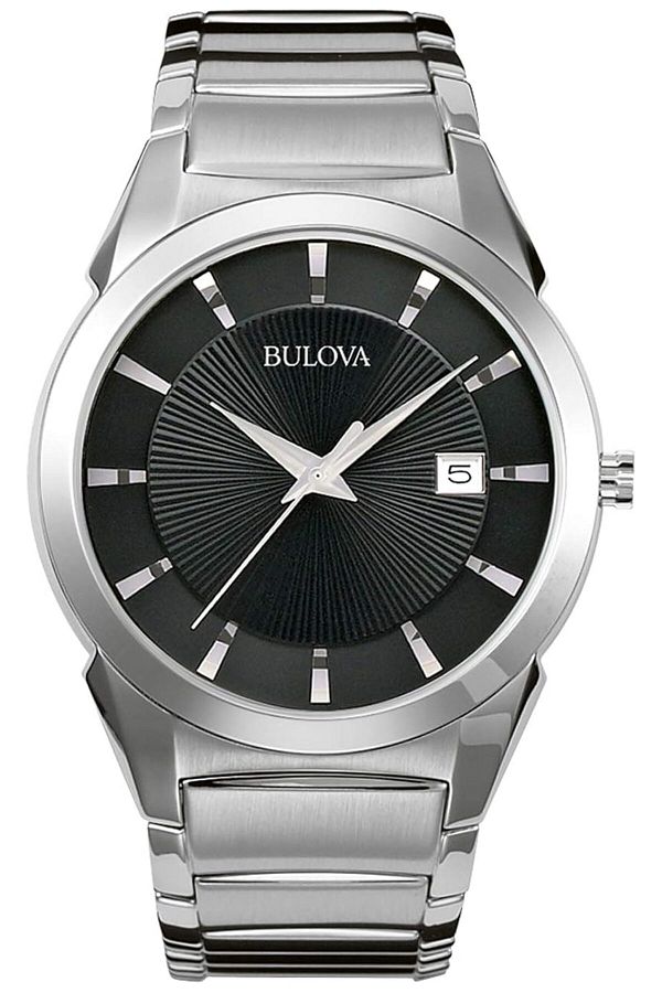 Generic-Bulova Men 3 Hand Calendar Date Quartz Watch Patterned Dial 38Mm Style 96B149 1
