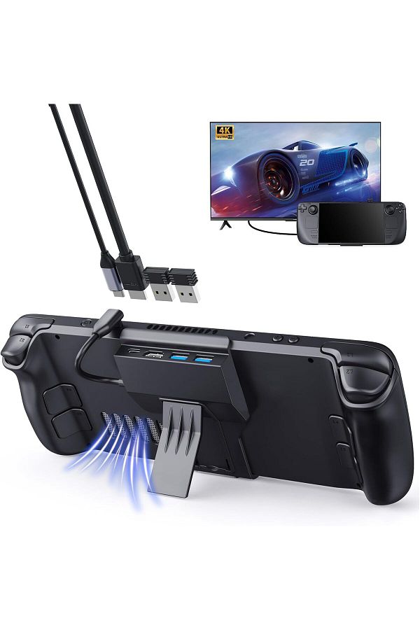 COOYA-Docking Station for Steam Deck, 4-in-1 Portable 4K 60Hz Stand Design, 2 USB-A3.0, PD-in 100W Max 1