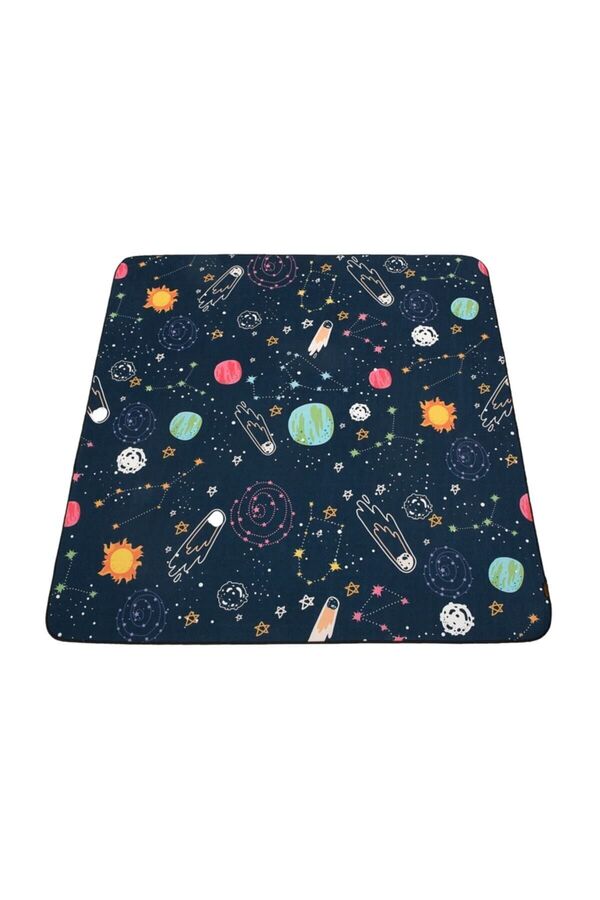 HAMUR Space Oyun Matı Bebek Çocuk Halısı Uzay Lacivert Yenidoğan Yumuşak Aktivite Etkinlik Örtüsü
