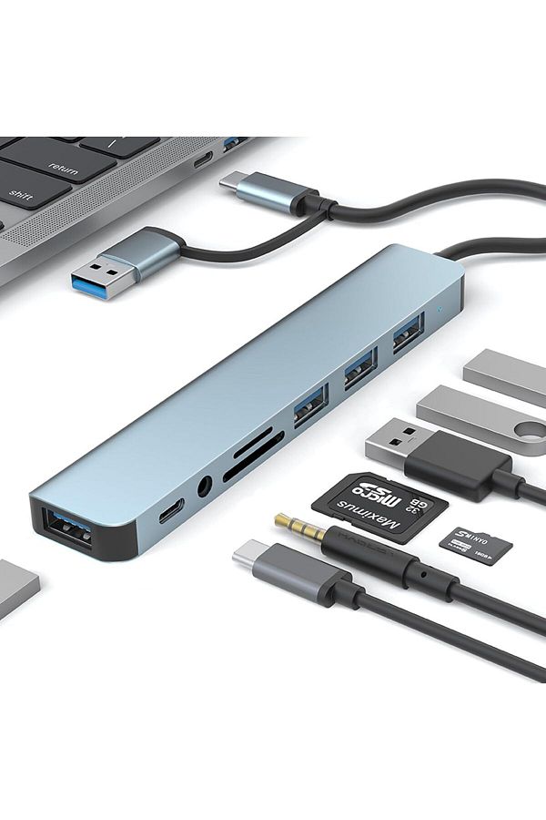 COOYA-محطة إرساء موزع USB C 8 في 1 مع USB 3.0 و2.0 وقارئ بطاقات SD/TF لأجهزة الكمبيوتر المحمولة وأجهزة iMac والمزيد 1