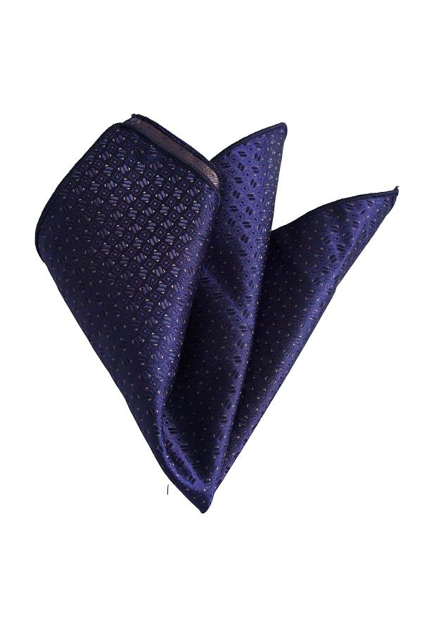 Exve Exclusive-Batista cu rever țesut din satin cu model geometric pe albastru închis 1