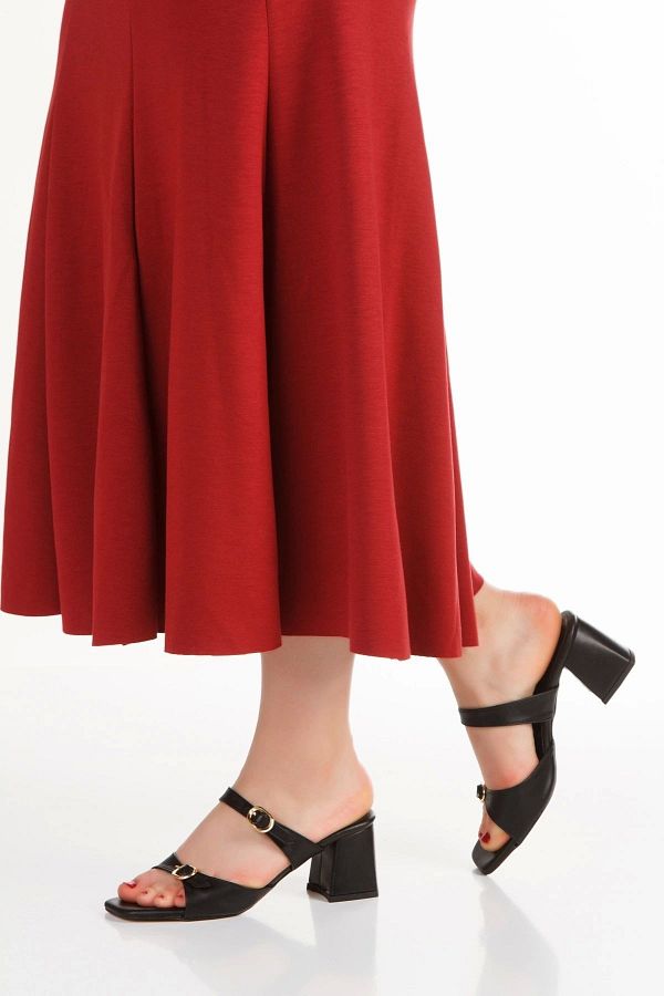 DARUGA-Women's Thick Heeled Buckle Very Stylish Slippers 1