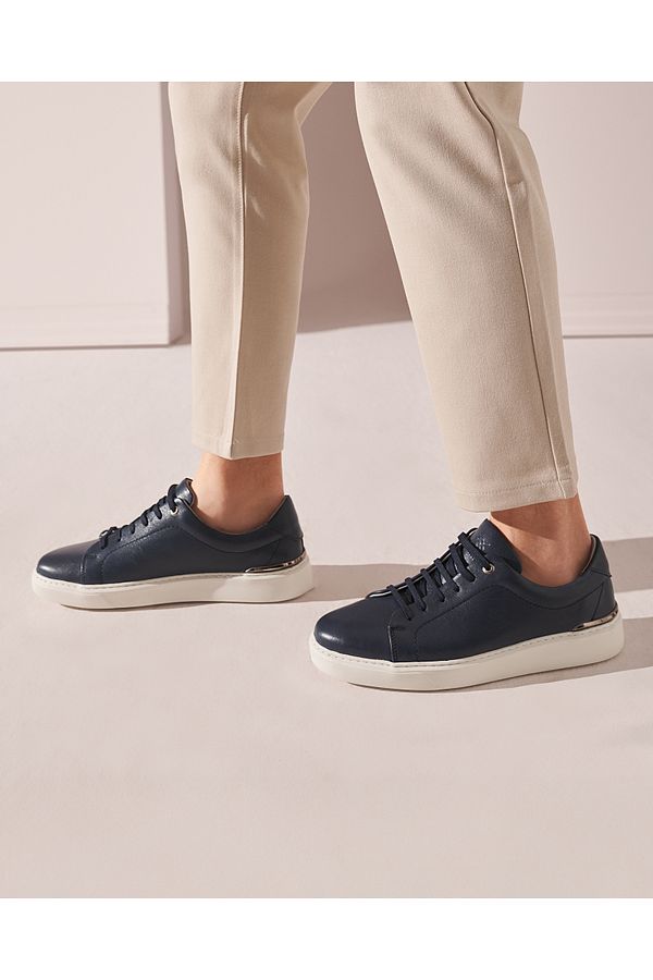Hotiç-Genuine Leather Navy Blue Men's Casual Shoes 1