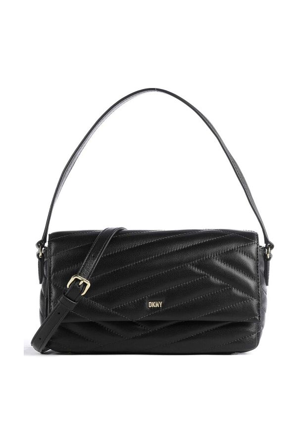Dkny-Czarna damska skórzana torba typu crossbody 24x14x6 cm R31HBX38BGD 1