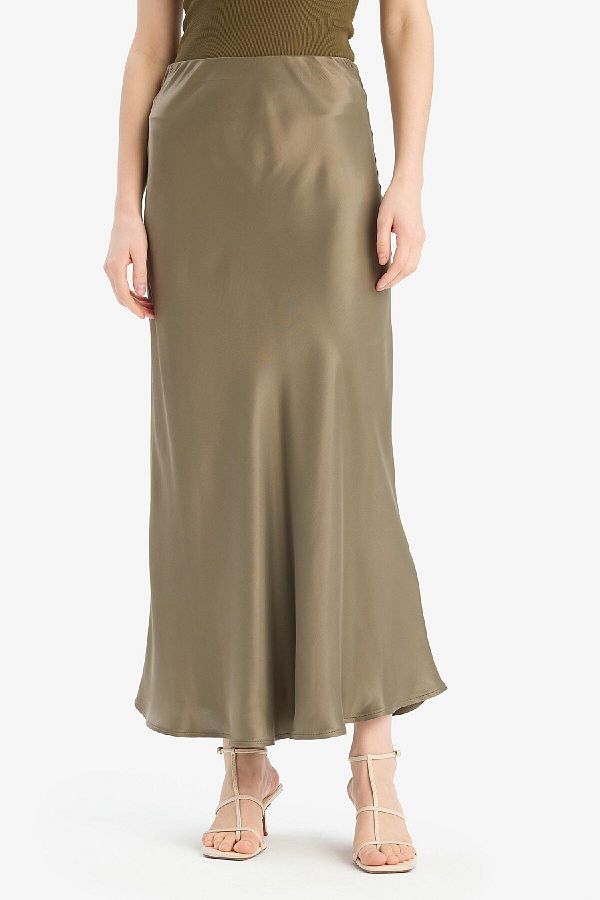 DeFacto-A-Line Regular Waist Satin Midi Skirt B1867Ax25Sp 1