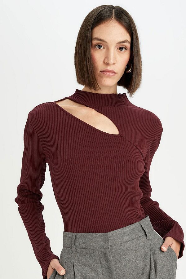 DeFacto-Fél garbós Slim Fit hosszú ujjú póló - C8473ax24au 1