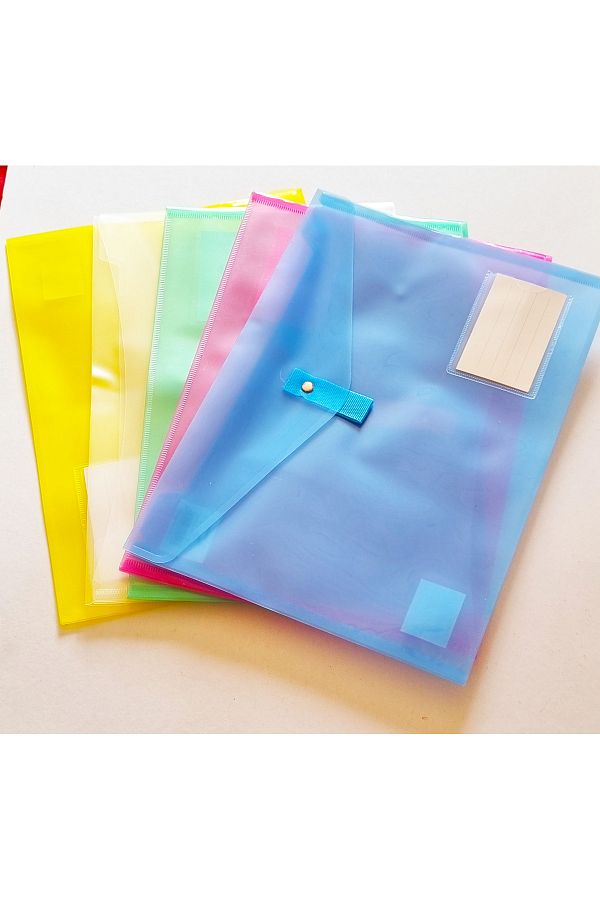 Modellino-5 Pcs 5 Colors Transparent Thick A4 Velcro File Pocket File 1