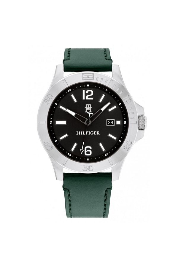 Tommy Hilfiger-Pánské hodinky Tommy Hilfiger 1710531 Ryan, stříbrná barva s černým ciferníkem, mechanismus Epson VX42E Quartz 1