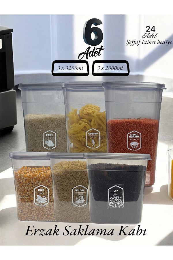 Dem Home-Rectangular Erzak and Quotation Overlay Paper Cashier Set with 3200ml and 2000ml Labels 1