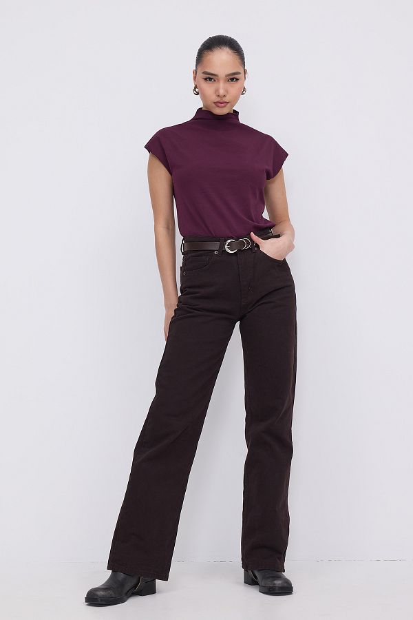 Addax-Stand Collar Basic Blouse B1553-İ11 1