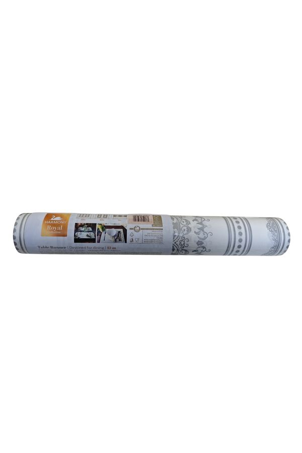 Harmony-Royal Collection 12-Meter Table Mat - Elegant Printed White Design for Dining & Events 1