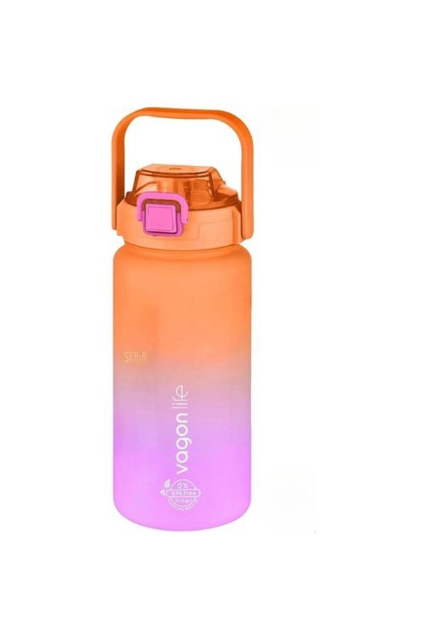 Vagonlife-1500 ml Softtouch Motivational Water Bottle - Use with and Without Straw, Double Color 1