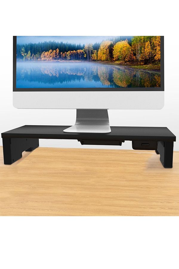 FlashHawk-Monitor Stand Riser,Desk Shelf Riser with Storage Drawer and Tablet Phone Hold 1