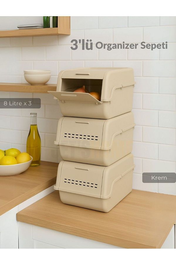 Jet's Home-3'Er Wheel Set - Özgörütücü Erzak Kutta Bpayaziloş - Onion Vegetable Cream 8 Lt X 3 1