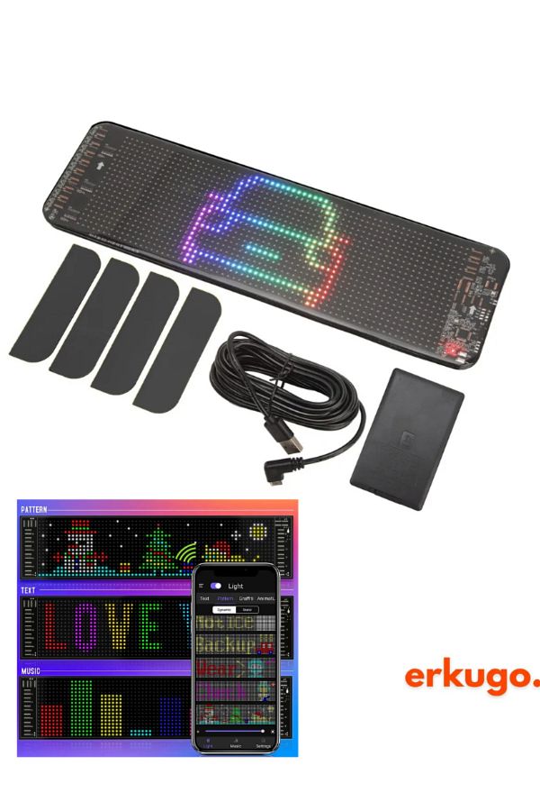 ERKUGO-Programmable Car LED Screen - Phone App, Remote Control, Floating Lettering Emoji 1