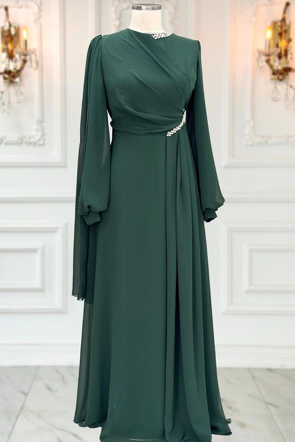 Amine Hüma-Emerald Feza Evening Dress 1