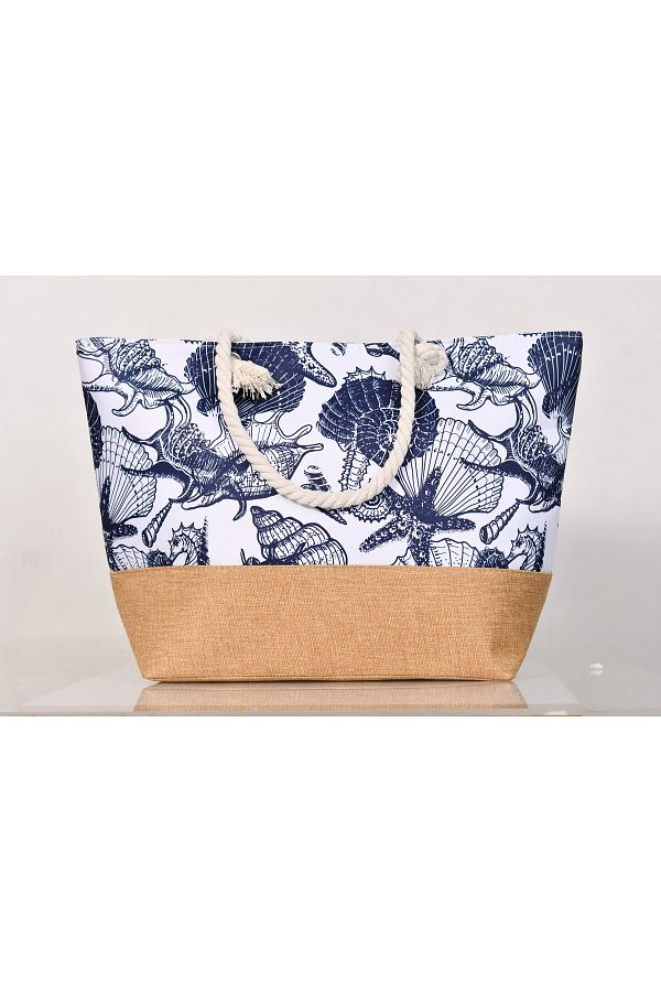 Generic-Stylish beach bag with a linen lining and a hemp rope handle, large capacity, water resistant 1