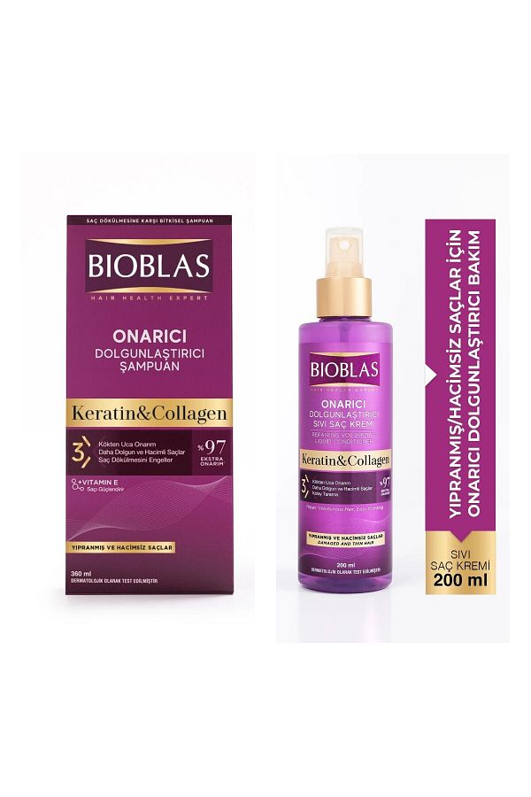 Bioblas-Collagen Keratin Shampoo and Liquid Conditioner - 360Ml+115Ml X 3 Pieces 1