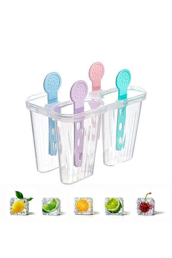 Beatitude-Fruit Ice Cream Mold 4-Pack Washable Ice Maker Ice Cream Making Mold with Easy Release Stick 1