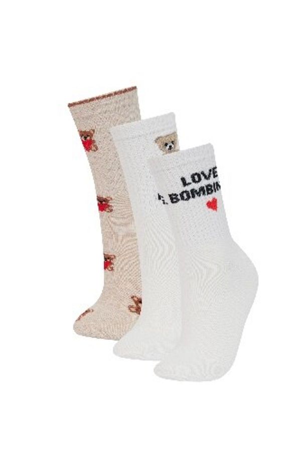 DeFacto-Bequeme, elastische 3-teilige lange Baumwollsocken für Damen E2051axns 1