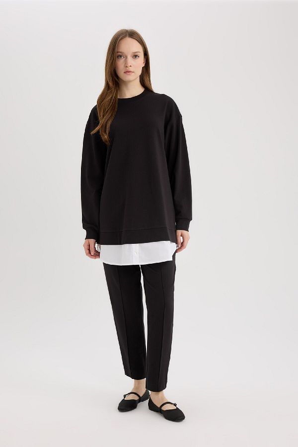 DeFacto-Harem Basic Plain Sweatshirt and Pants Set - D9363Ax25Sp 1