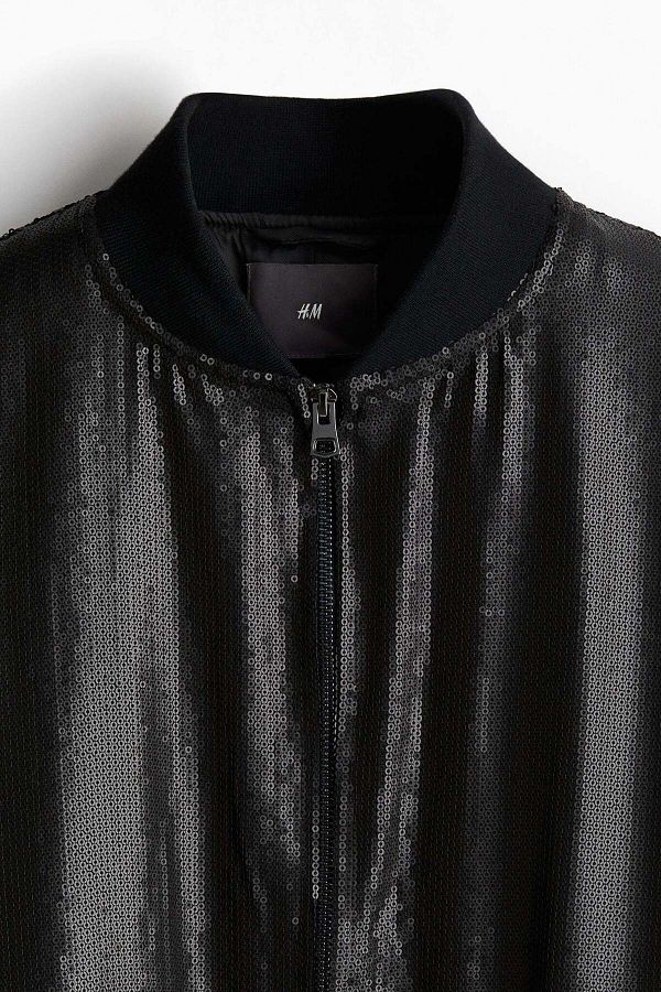 H&M-Regular Fit Sequined bomer jacket 1
