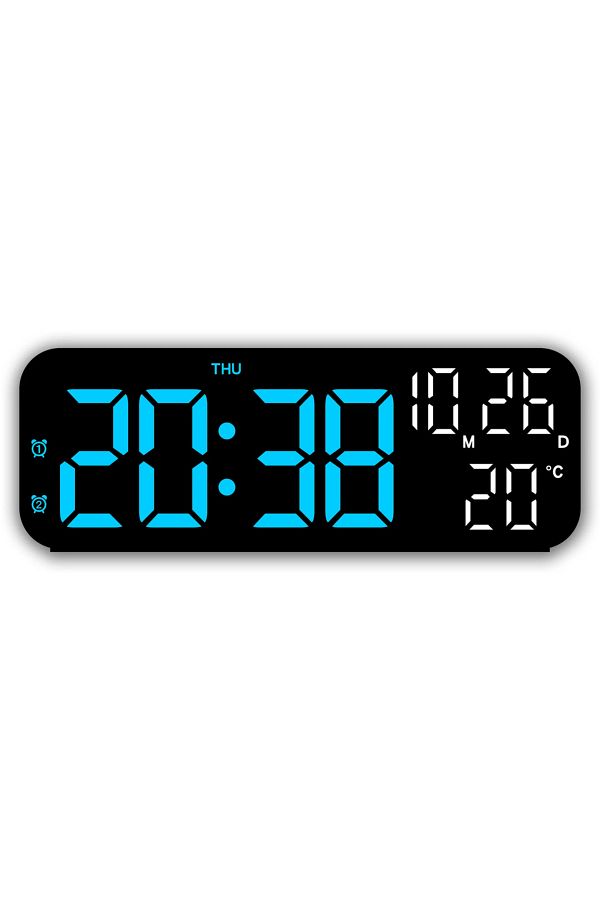 Choice-A3 9 Inch Voice Control Digital Alarm Clock Date Time Temperature Display Countdown Dual Alarms 12/2 1