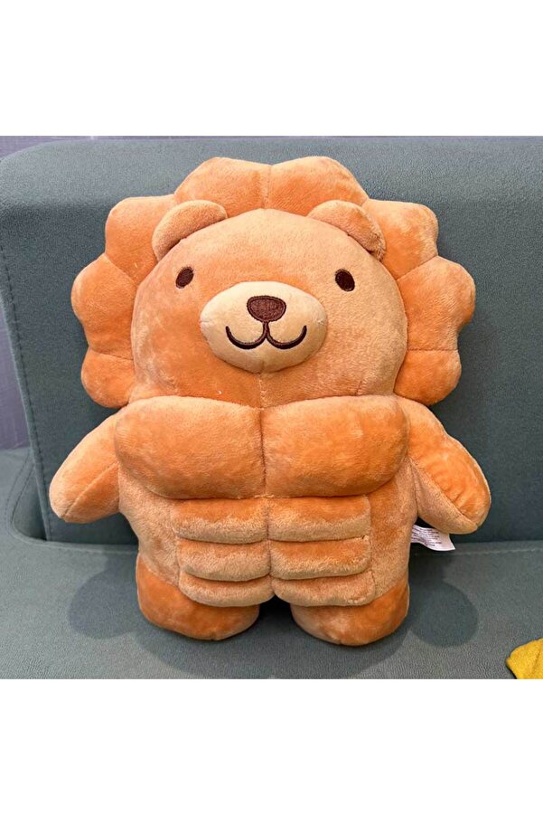 Choice-Khaki Cute Muscle lion Plush animal Toys Stuffed Boyfriend Huggable Pillow Creative Birthday holiday 1