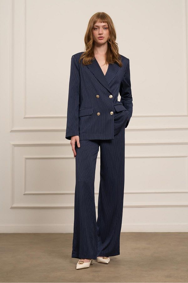 FTZ WOMEN-Women's Striped Suit - Navy Blue 31077 1