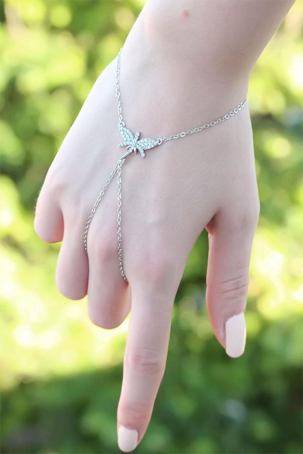 BUTİK AYVİTRİN-Dragonfly Figured Zircon Stone Silver Color Şahmeran Bracelet 1